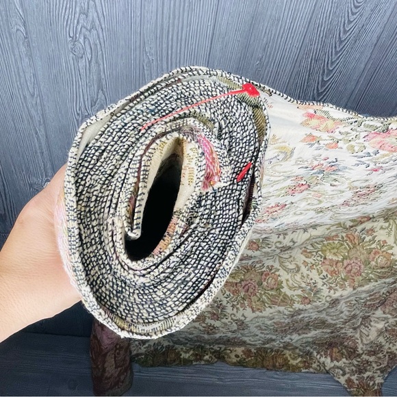 Vintage retro French woven thick upholstery tapestry floral fabric bolt roll - Picture 4 of 8